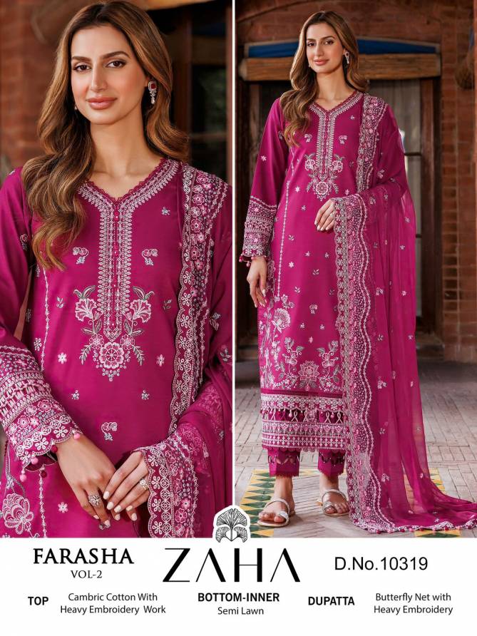 Farasha Vol 2 By Zaha Cambric Cotton Pakistani Suits Wholesale Price In Surat
